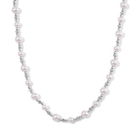 White Color Shell Pearl Necklace (20 Inches) in Silvertone