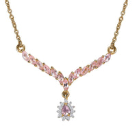 D'Joy Narsipatnam Pink Spinel and Moissanite 1.60 ctw Rose Radiance Necklace in 18K Vermeil Yellow Gold Over Sterling Silver 18-20 Inches