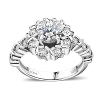 Moissanite Ring in Rhodium Over Sterling Silver (Size 10.0) 1.90 ctw