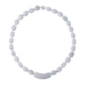 Natural Jade 410.00 ctw Beaded Necklace with Carved Bar in Rhodium Over Sterling Silver 20 Inches - Sticky add to cart bar
