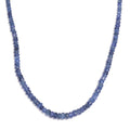 Blue Sapphire Beaded 70.00 ctw Necklace 18 Inches in Rhodium Over Sterling Silver - Sticky add to cart bar