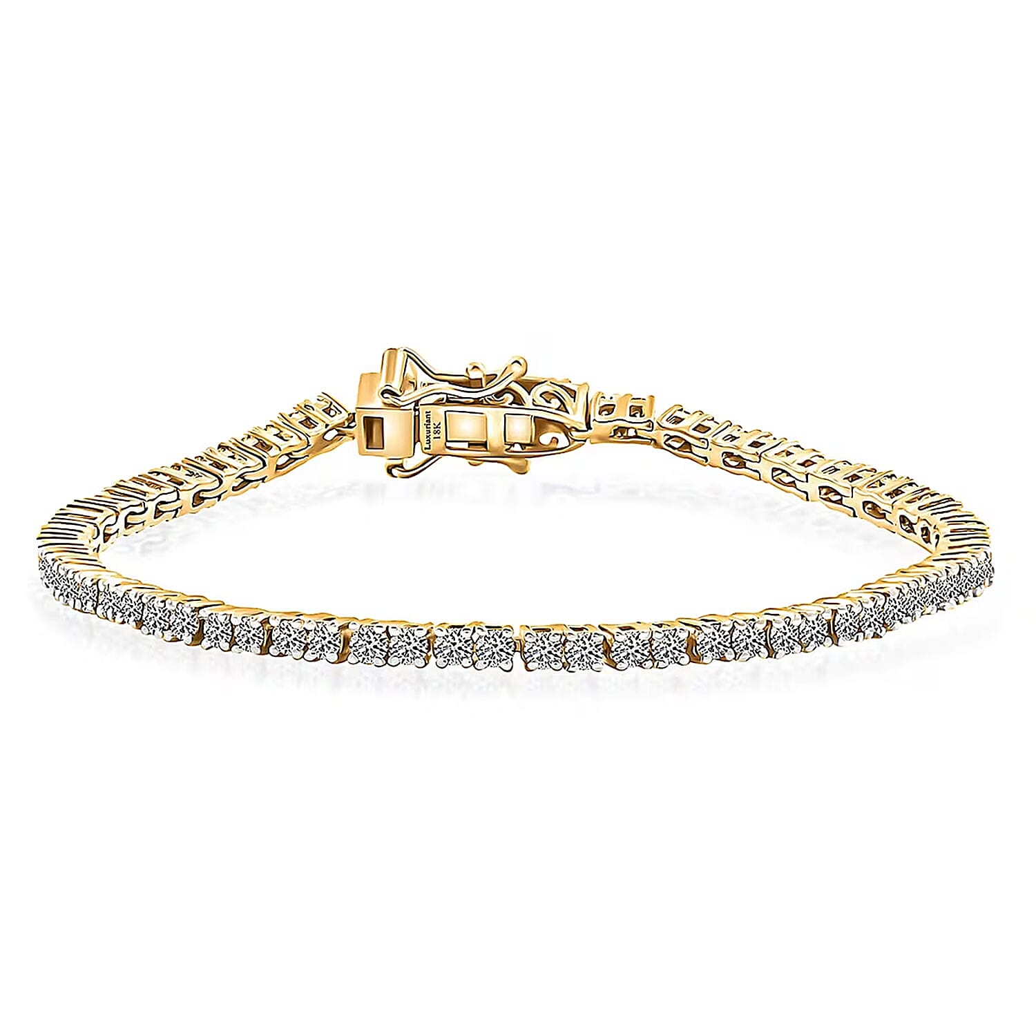 Luxuriant Lab Grown Diamond (E-F, VS) Tennis Bracelet in 18K Vermeil YG Over Sterling Silver (6.50 In) (Del. in 10-15 Days) 3.00 ctw
