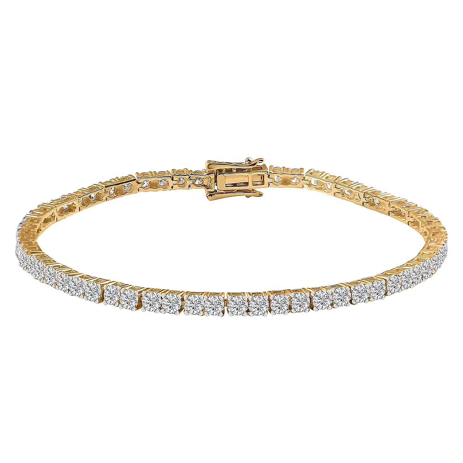 Luxuriant Lab Grown Diamond (E-F, VS) Tennis Bracelet in 18K Vermeil YG Over Sterling Silver (7.25 In) (Del. in 10-15 Days) 7.00 ctw