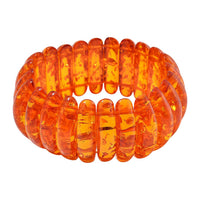Simulated Amber Fancy Block Stretch Bracelet 6.5-7 Inches