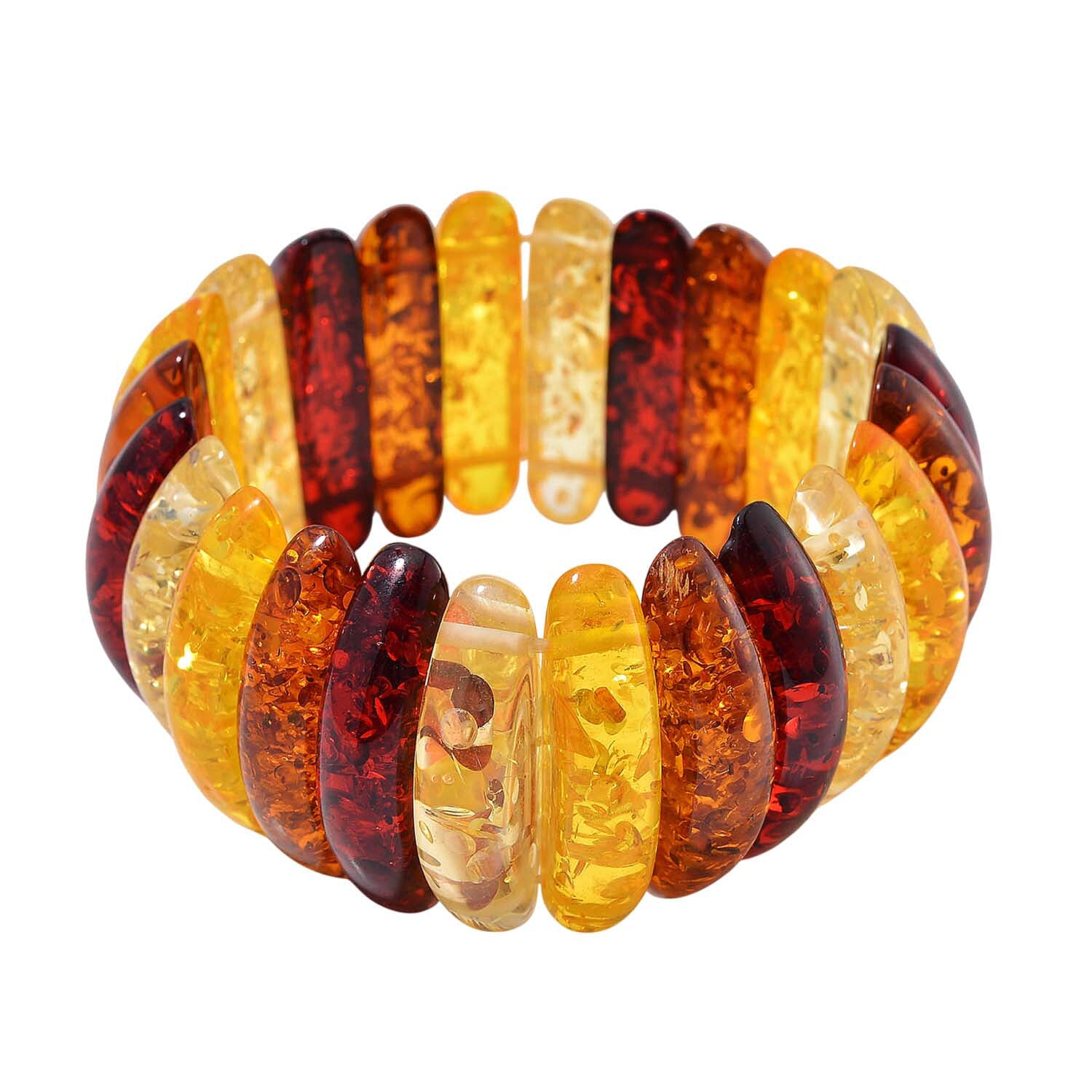 Simulated Multi Color Amber Stretch Bracelet 6.5-7 Inches