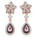 D'Joy Narsipatnam Pink Spinel, Brown and White Zircon 1.70 ctw Raindrop Blooming Earrings in 18K Vermeil Rose Gold Over Sterling Silver - Sticky add to cart bar