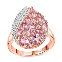 Narsipatnam Pink Spinel, Moissanite Ring in 18K Vermeil RG Over Sterling Silver (Size 10.0) 2.90 ctw