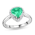 Certified and Appraised Rhapsody 950 Platinum AAAA Boyaca Colombian Emerald, Diamond (G-H, SI) Ring (Size 7.0) 1.70 ctw - Sticky add to cart bar
