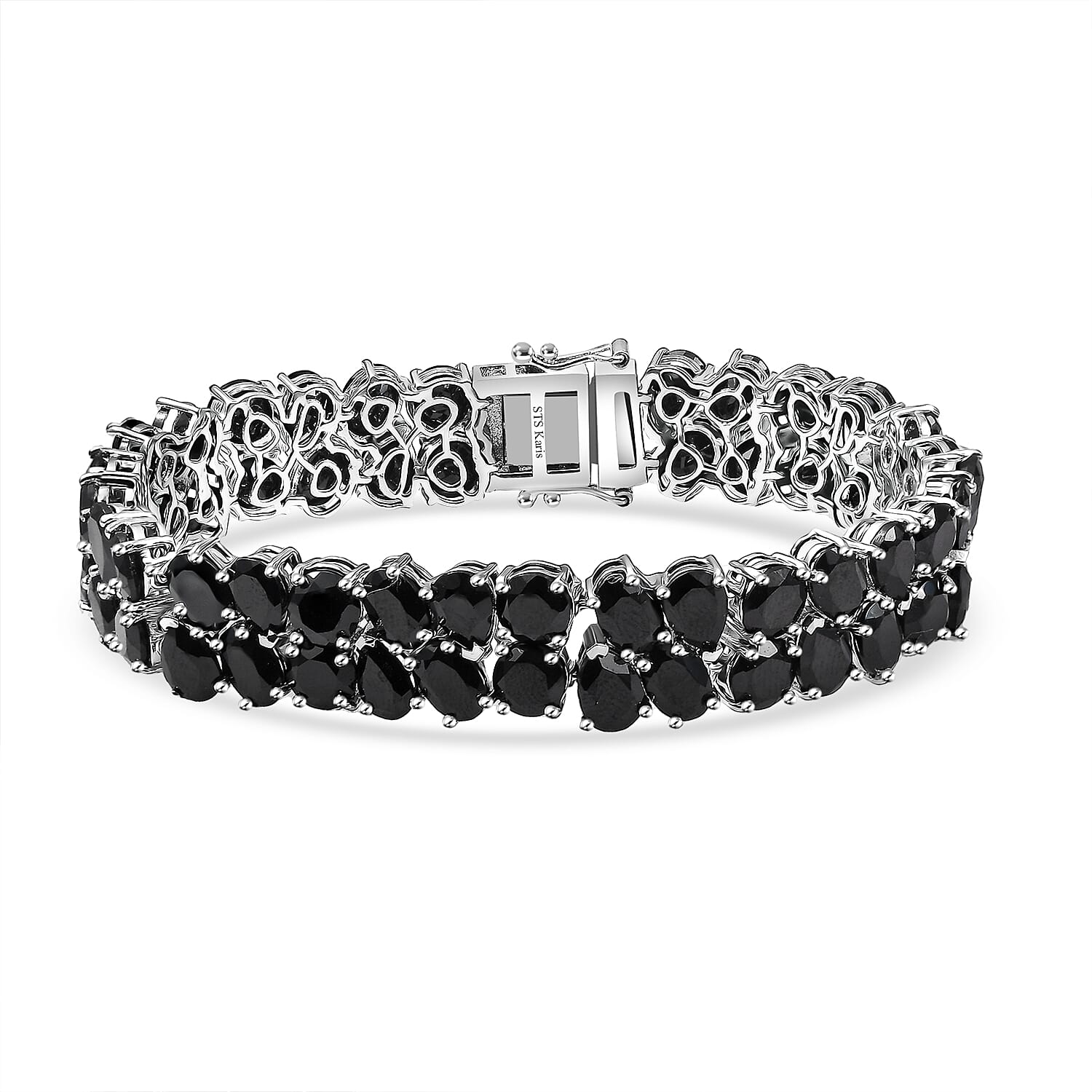 Ever True Thai Black Spinel 61.20 ctw Fancy Bracelet in Platinum Bond (7.25 In)