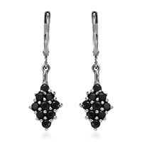 Thai Black Spinel 1.40 ctw Lever Back Earrings in Stainless Steel
