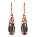 Karis Matrix Silver Shungite Lever Back Earrings 18K RG Plated 5.40 ctw - Sticky add to cart bar