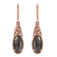 Karis Matrix Silver Shungite Lever Back Earrings 18K RG Plated 5.40 ctw