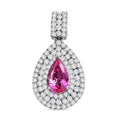Certified & Appraised Rhapsody AAAA Padparadscha Sapphire and E-F VS2 Diamond 2.75 ctw Double Halo Pendant in 950 Platinum - Sticky add to cart bar