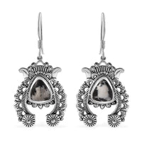 D'Joy Artisan Crafted White Buffalo 6.15 ctw Squash Blossom Earrings in Black Oxidized Sterling Silver