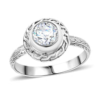 Moissanite 1.85 ctw Ring in Sterling Silver (Size 9.0)