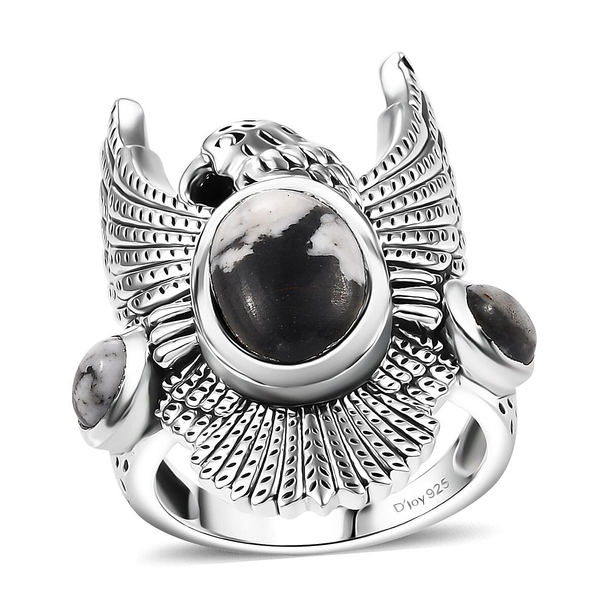 Artisan Crafted White Buffalo 4.65 ctw Ring in Black Oxidized Sterling Silver (Size 10.0)