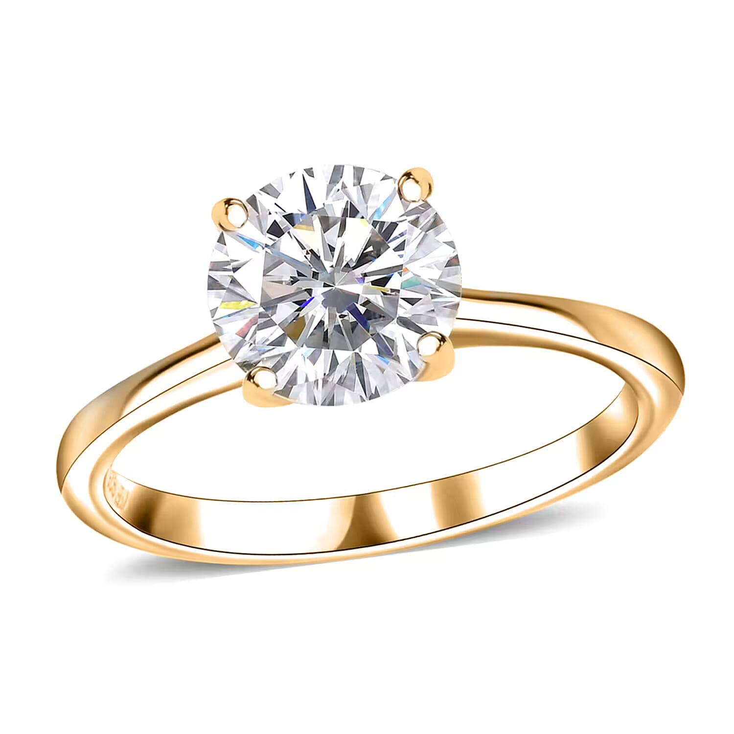 J Francis Embellished with Zirconia by Swarovski 3.40 ctw Solitaire Ring in 18K Vermeil Yellow Gold Over Sterling Silver (Size 10.0) (Del. in 10-12 Days)