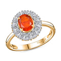 AAA Buriti Fire Opal and Moissanite 1.60 ctw Radiant Sunset Ring in 18K Vermeil Yellow Gold Over Sterling Silver (Size 10.0) (Del. in 10-12 Days) - Sticky add to cart bar