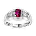 Premium Lab Created Bixbite and Moissanite 1.00 ctw Men's Ring in Rhodium Over Sterling Silver - Sticky add to cart bar