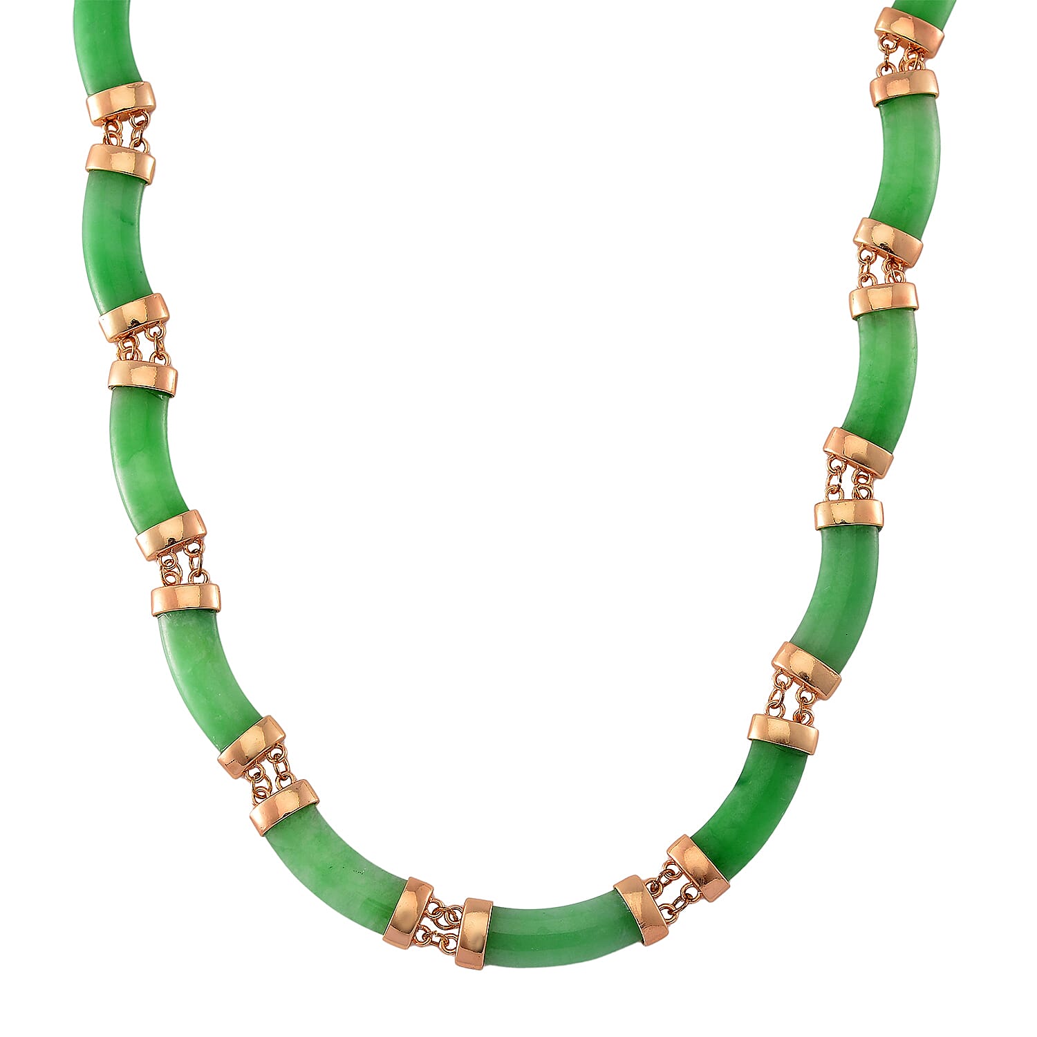 Karis Green Jade (D) 200.00 ctw Necklace in Rosetone 18 Inches