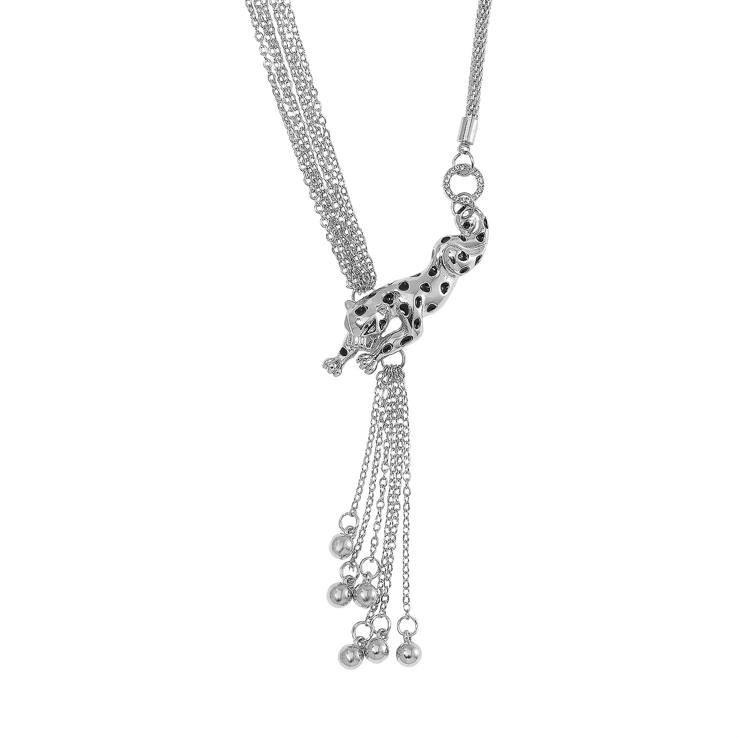 White Austrian Crystal Necklace (19-21 Inches) in Silvertone