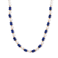 One Time Only Lapis Lazuli, White Shell Pearl Necklace (20 Inches) in Goldtone 80.00 ctw