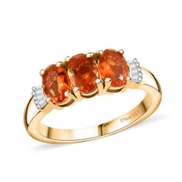 Salamanca Fire Opal and White Diamond 1.00 ctw Ring in 18K Vermeil YG Over Sterling Silver