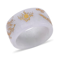 Natural Jade Carved Dragon Band Ring (Size 5.0) 35.00 ctw