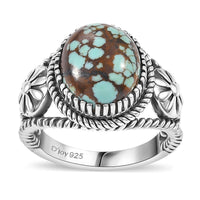 Artisan Crafted Blue Horizon Turquoise Solitaire Ring in Black Oxidized Sterling Silver (Size 10.0) 4.20 ctw