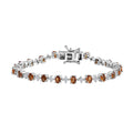 Ceylon Hessonite Garnet, Moissanite Bracelet in Rhodium Over Sterling Silver (6.50 In) 5.40 ctw - Sticky add to cart bar
