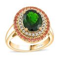 Certified & Appraised Luxoro 10K Yellow Gold AAA Chrome Diopside, Padparadscha Sapphire (BT), Diamond (G-H, I2) (0.17 cts) Ring (Size 10.0) (6 g) 3.00 ctw - Sticky add to cart bar
