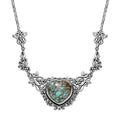 D'Joy Artisan Crafted Blue Horizon Turquoise 13.30 ctw Heart Necklace in Black Oxidized Sterling Silver 18 Inches - Sticky add to cart bar