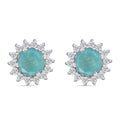 D'Joy Grandidierite and White Zircon 1.50 ctw Sunburst Earrings in Rhodium Over Sterling Silver - Sticky add to cart bar