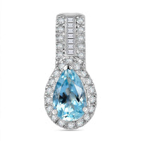 Luxoro AAA Santa Maria Aquamarine and Diamond I2 1.10 ctw Pendant without Chain in 10K White Gold (Size 7.0)