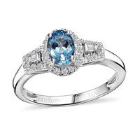 Luxoro 10K White Gold AAA Santa Maria Aquamarine, Diamond (I2) (0.30 cts) Ring (Size 8.0) 1.10 ctw
