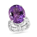 Karis African Amethyst Solitaire Ring in Platinum Bond (Size 10.0) 18.15 ctw - Sticky add to cart bar