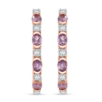 D'Joy Narsipatnam Pink Spinel and White Zircon 2.35 ctw Hoop Earrings in 18K Vermeil Rose Gold Over Sterling Silver
