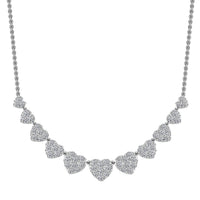 Luxuriant Lab Grown Diamond G SI 1.75 ctw Enchanted Hearts Necklace in Sterling Silver 16-18 Inches
