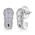Moissanite (Rnd 5mm), Tsavorite Garnet  J-Hoop Earrings in Rhodium Over Sterling Silver 2.75 ctw - Sticky add to cart bar