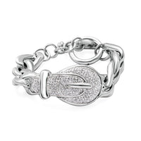 White Austrian Crystal Buckle Bracelet in Sterling Silver