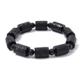 Shungite 120.00 ctw Carved Beaded Stretch Bracelet - Sticky add to cart bar