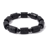 Shungite 120.00 ctw Carved Beaded Stretch Bracelet