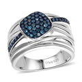 Blue Diamond (IR) Ring in Platinum Over Sterling Silver (Size 6.0) 0.50 ctw - Sticky add to cart bar