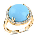 Doorbuster Certified & Appraised Luxoro 10K Yellow Gold AAA Sleeping Beauty Turquoise, Diamond (G-H, I2) (0.28 cts) Ring (Size 10.0) (4.30 g) 8.65 ctw - Sticky add to cart bar