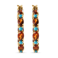 D'Joy Premium Sleeping Beauty Turquoise and Santa Ana Madeira Citrine 7.35 ctw Inside-Out Hoop Earrings in 18K Vermeil Yellow Gold Over Sterling Silver