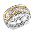Band Ring in 14K YG and Rhodium Over Sterling Silver (Size 10.0) 2.70 Grams - Sticky add to cart bar
