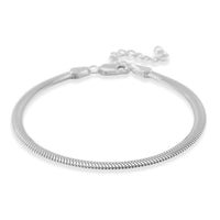 Rhodium Over Sterling Silver Herringbone Chain Bracelet (6.50-8.0In) (3.50 g)