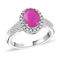 Rhapsody 950 Platinum AAAA GORONGOSA Mozambique Ruby, Diamond (E-F, VS) (0.39 cts) Ring (Size 10.0) (7.26 g) 2.15 ctw
