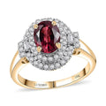 Doorbuster Certified & Appraised Luxoro 10K Yellow Gold AAA Ouro Fino Rubellite, Diamond (G-H, I2) (0.42 Carat Double Halo Ring (Size 6.0) (Del. in 7-10 Days) 1.74 Carat Total Weight - Sticky add to cart bar