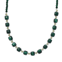 Karis African Malachite and Peridot 71.85 ctw Link Necklace in Platinum Bond 18 Inches